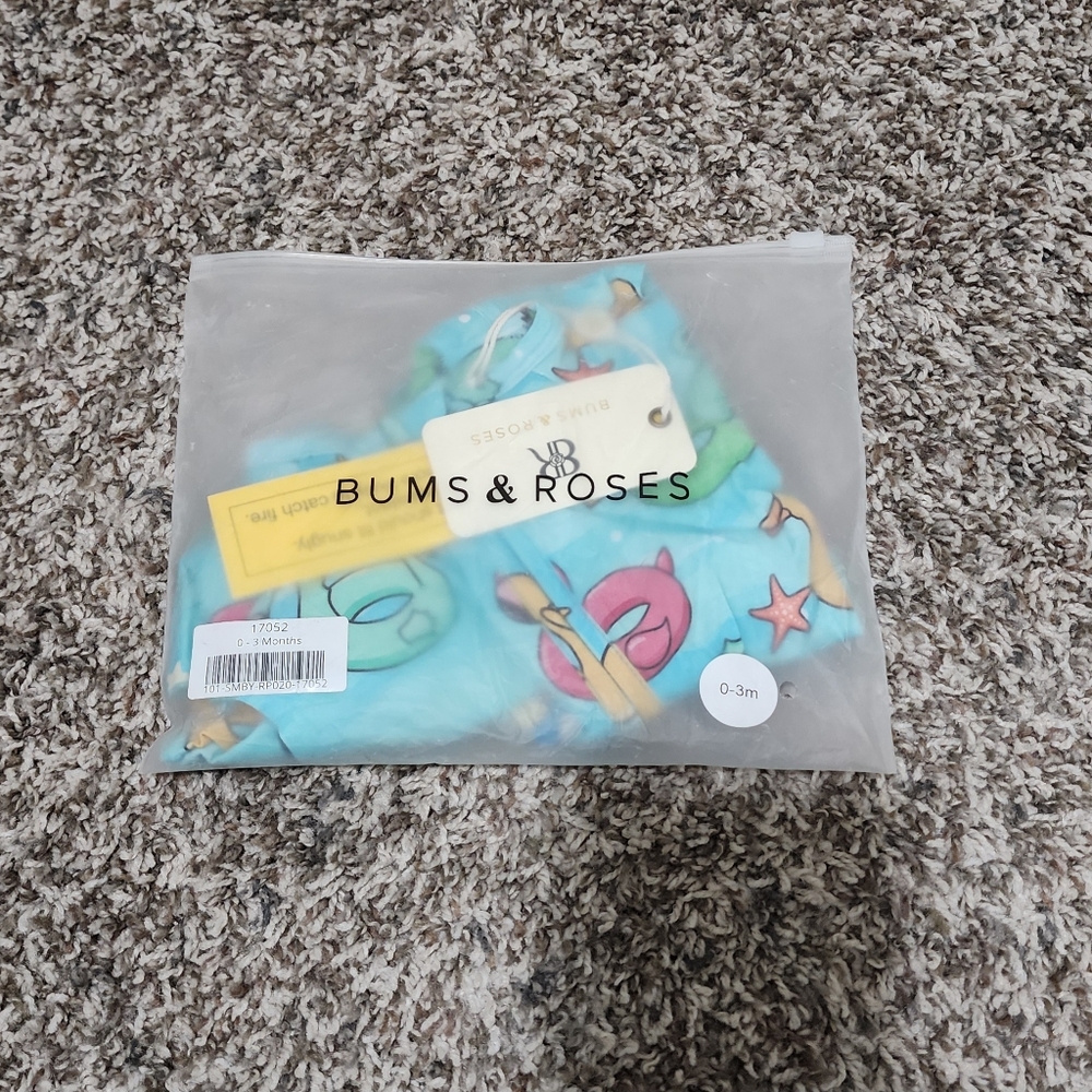 Bums & Roses Go With The Float 0-3 Convertible Romper